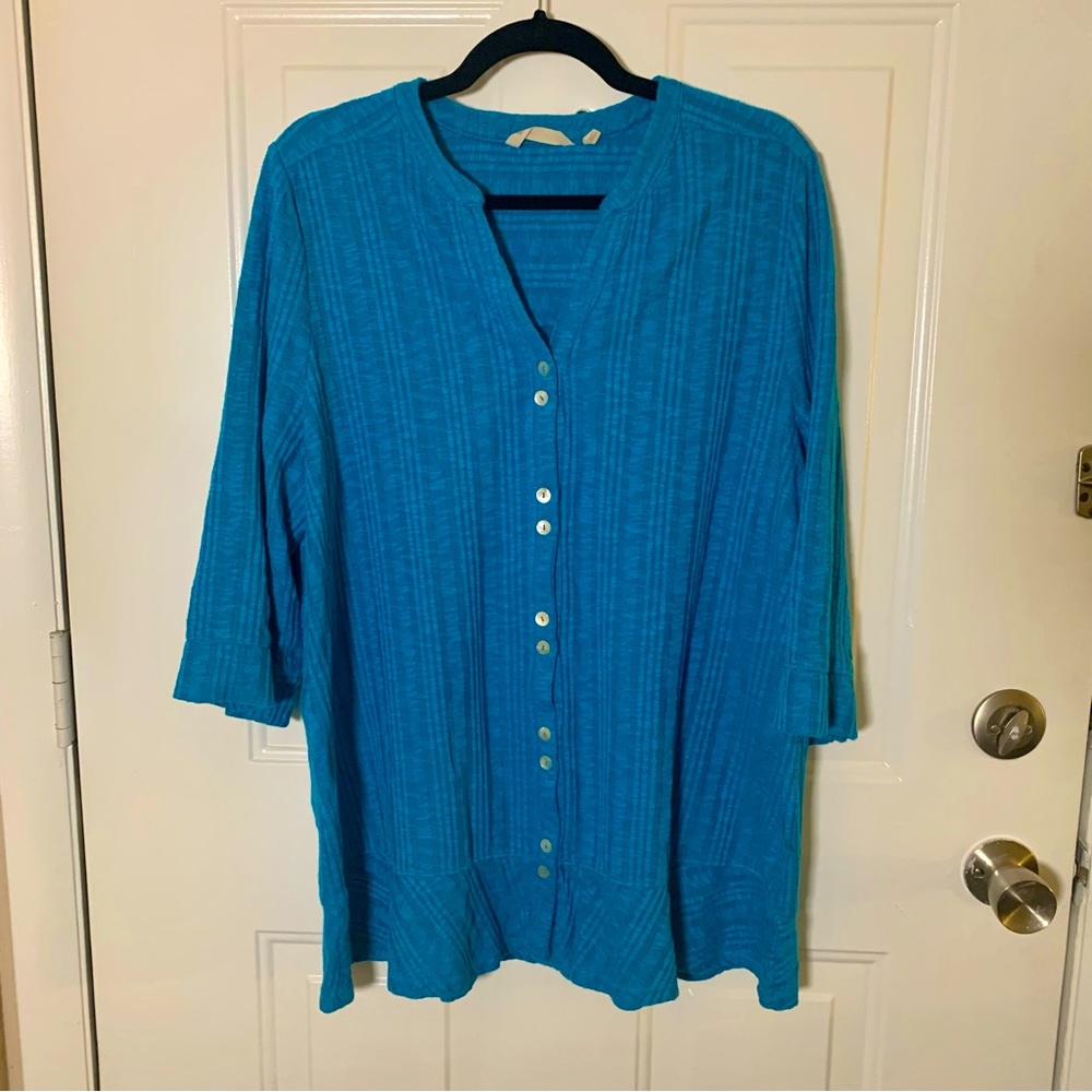 Women’s Soft Surrounds Blue Top Cotton Blend Size XL Cotton Blend